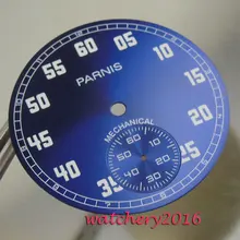 Мм 38,9 мм Parnis синий циферблат белые цифры fit 6498 рука обмотки двигаться для мужчин t мужские часы циферблат