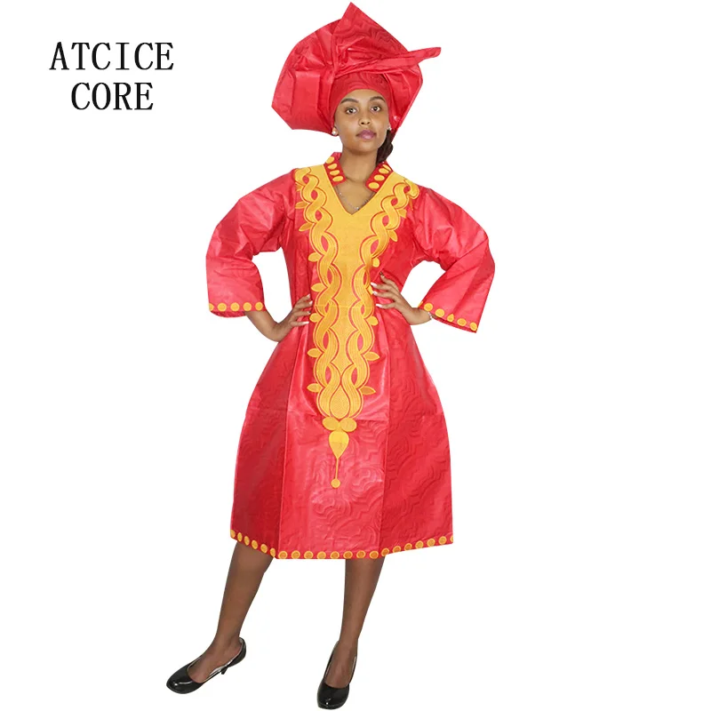 

AFRICAN DESIGN DRESS BAZIN RICHE EMBROIDERY DESIGN DRESS SHORT DRESS A016