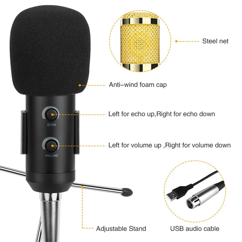 Ituf BM900 Professional Condenser USB Microphone for computer BM-800 Upgraded Audio Studio Vocal Recording KTV Adjustable volume-4