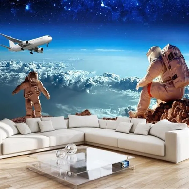 3D Stereo Ceiling Mural Space Universe Wall Murals Children Room Starry