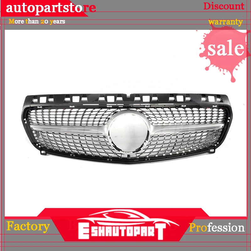 Silver ABS Diamond Front Grill Grille for Mercedes Benz W176 A-CLASS A180 A200 A260 A45 AMG 2013 2014 2015 Without Star Logo Silver ABS Diamond Front Grill Grille for Mercedes Benz W176 A-CLASS A180 A200 A260 A45 AMG 2013 2014 2015 Without Star Logo