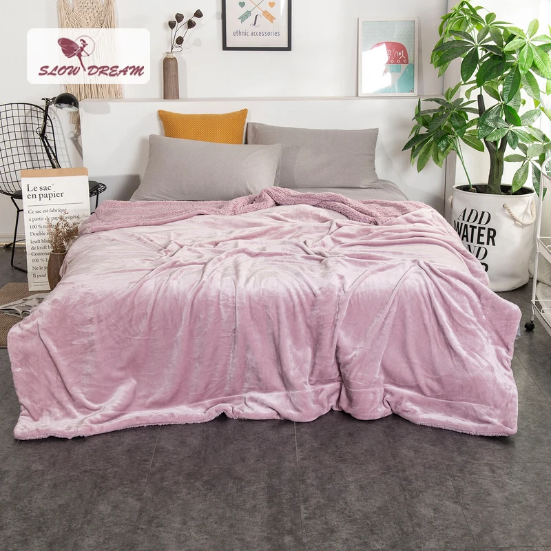 

Slowdream Warm Thick Sherpa Throw Blue Blanket Weighted Flannel Fleece Blanket Queen King Adult Summer For Bed Or Couch 1PCS