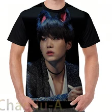 Min Yoongi(Suga) Футболка мужская забавная футболка с принтом женские топы футболки с коротким рукавом повседневные футболки
