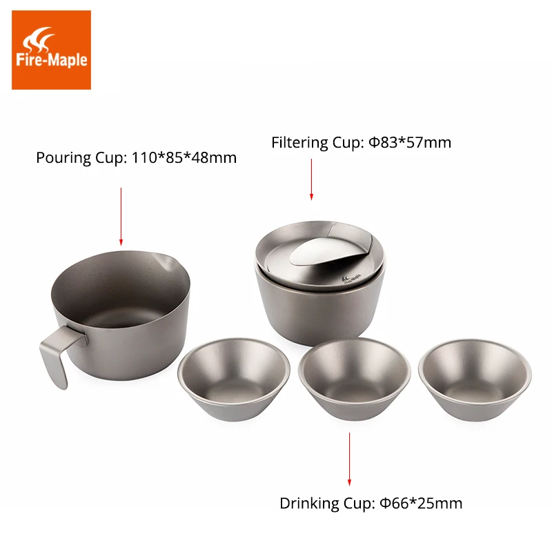 Fuego de arce de titanio Kung Fu té Camping Ultra luz al aire libre Camping verter filtrado beber taza 208G FMC-KFT