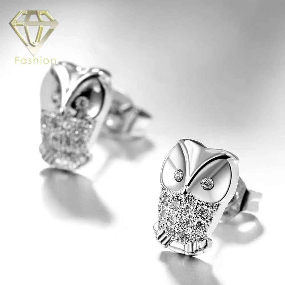 Unique Design Owl Earrings Studs White Gold Color Inlaid Crystals Unique Design Owl Earrings Studs White Gold Color Inlaid Crystals Stud For Women Fashion Jewelry Best Gift Whole In From