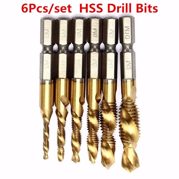 6pcs/set Spiral Pointed Taps HSS 6542 Tapping Thread Forming Tap Drill