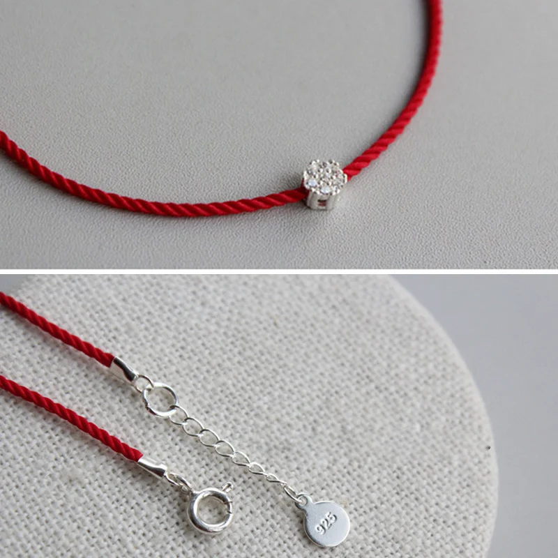 La MaxZa, браслеты из стерлингового серебра 925 пробы с красной нитью для женщин, женские браслеты из серебра 925 пробы, браслет из красной веревки с цветком сливы