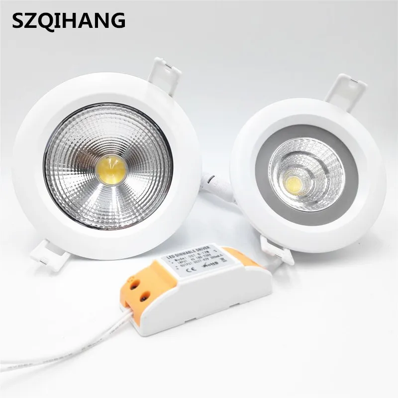 

IP65 Waterproof Dimmable 20W 15W 12W 10W Warm Cold White Recessed COB Led Down light COB Ceiling Spot Light AC110V AC220V