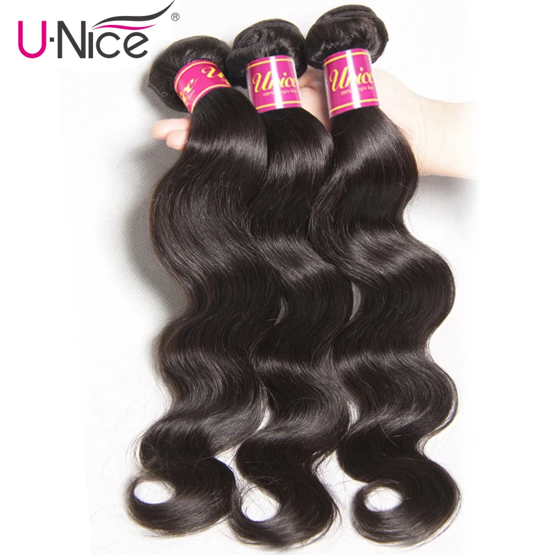 

Unice Hair 3 Bundles Indian Body Wave Hair Extension Natural Color Remy Hair Bundles 8"-30" 100% Human Hair Weaves Free Shipping
