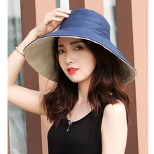 Летние складные шляпы-ведерки, двухсторонние, с большими полями, с защитой от ультрафиолета, для женщин, для отдыха, с широкими полями, хлопковые, Пляжные шапки, 4 цвета