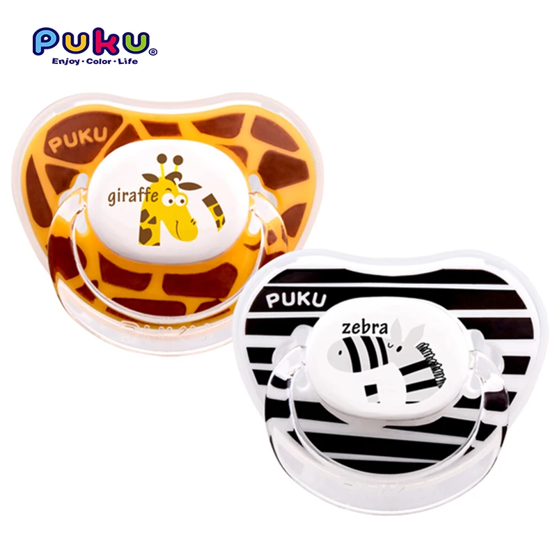 

PUKU 2pcs/pack Newborn Animal Baby Pacifier Safe Food Grade Silicone 6-12 Months Infant Nipple Soother Dummy Teethers Toddler