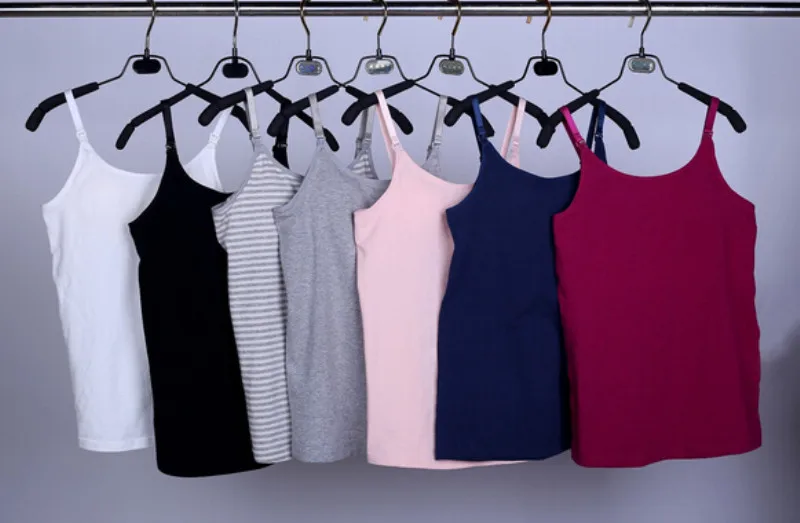 Maternity Women Nursing Camisole Padded Breastfeeding Tops Casual Summer Tank Top Vest Cotton Pregnant Strap Tops Camis 7 Colors (1)