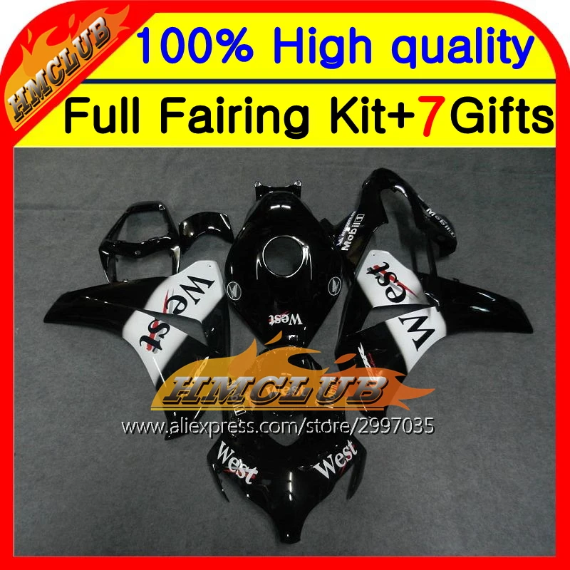 Корпус для HONDA 08-11 CBR 1000RR west 1000 RR 08 09 10 11 40HM96 CBR1000 CBR1000RR 2008 2009 2010 2011 черные белые