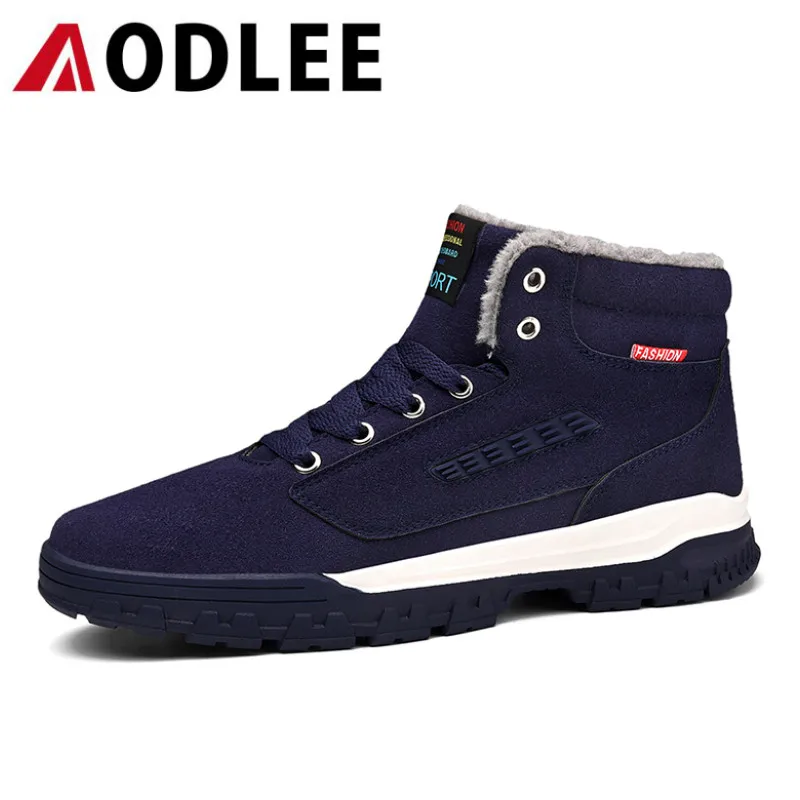

AODLEE Plus Size 39-48 Men Boots Winter Fur Plush Warm Snow Boots Men Casual Work Shoes Men Footwear Fashion Ankle Boots for Men