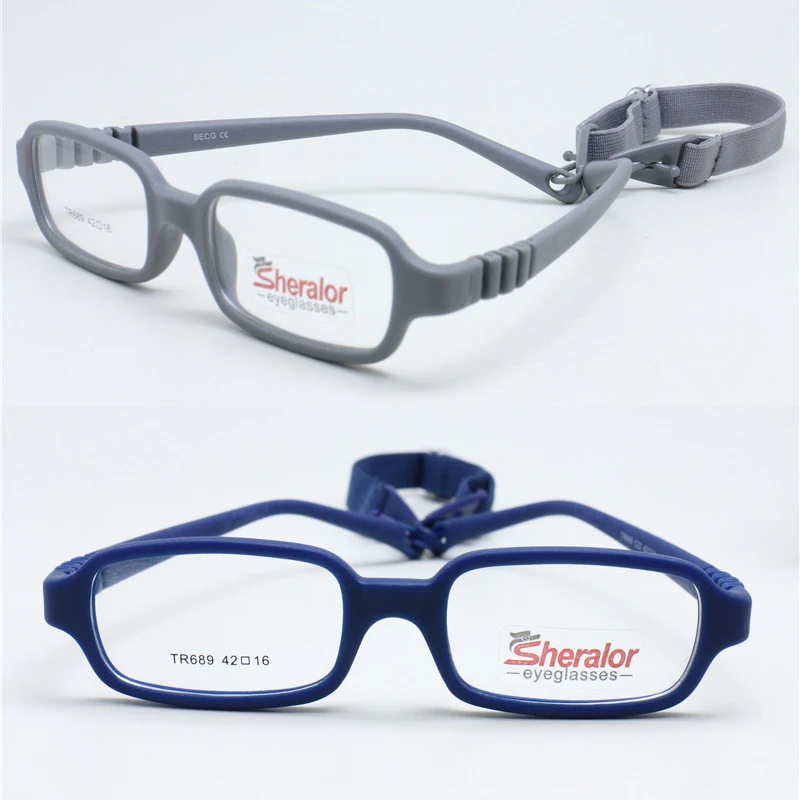 kids prescription eyeglasses flexible hingeless rectangle TR90 size