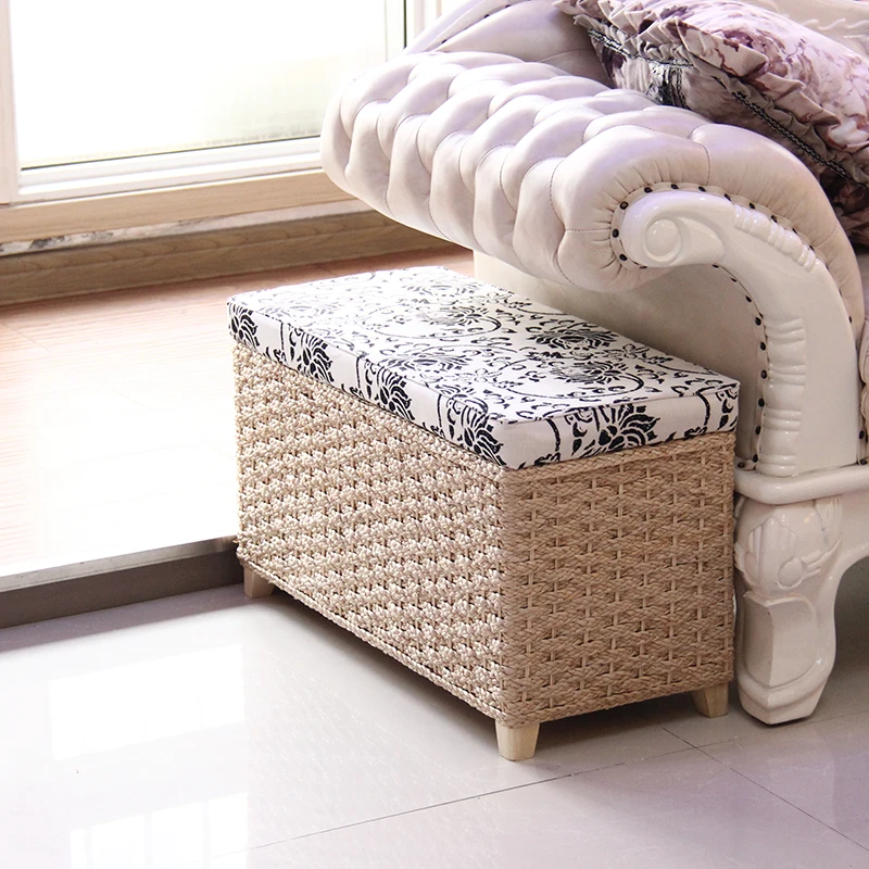 Creative Storage Stool Ottoman Home Decoration Furniture Storage Rattan Wicker Chair Door Bench Kids Children Adult Chair