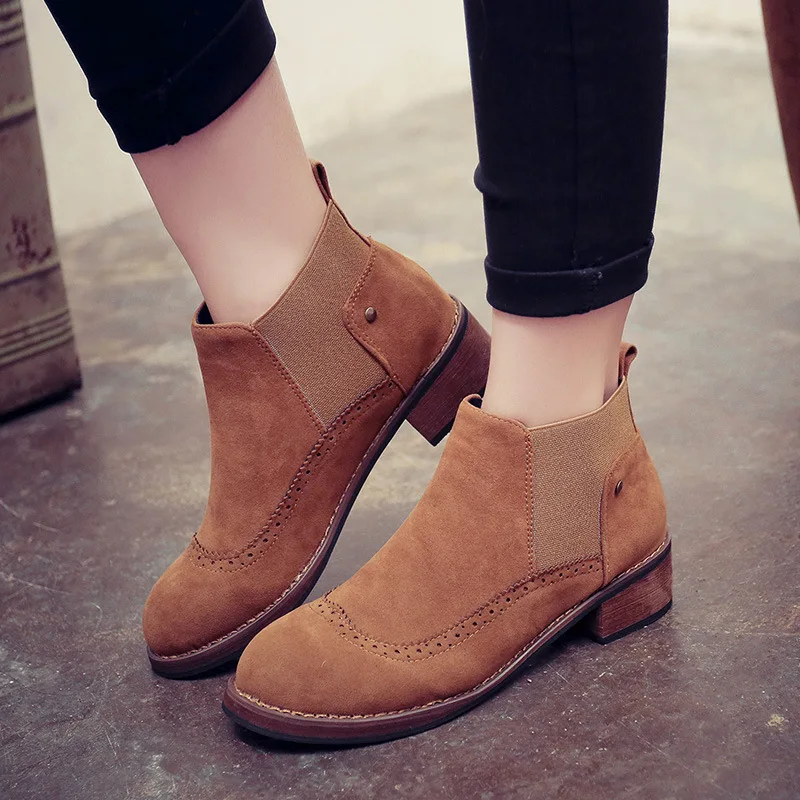 

2016 thick with winter boots short flat Martin locomotive frosted round British Women Shoes