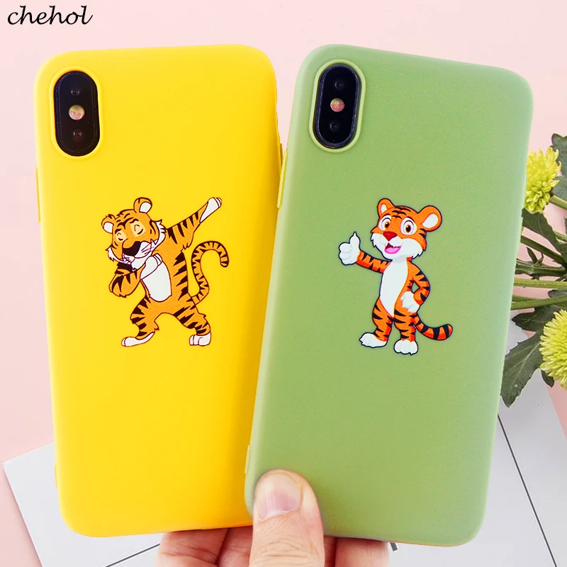 

Cell Phone Cases for IPhone X XS MAX XR 6 S 7 8 Plus Case Funny Cute Tiger Soft Silicone Fitted Mobile Phone Covers Accessories