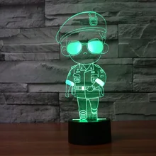 LED 3D Touch light Lamp Light For Cartoon Star Song Zhongji Police soldier USB Colorful Visual Illusion Lamp Light Gift IY803400