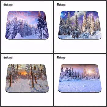 

Mairuige Customized Rectangle Non-Slip Printing White Snow forest Mountains Gaming Mouse Pad for Size 18x22cm and 25x29cm
