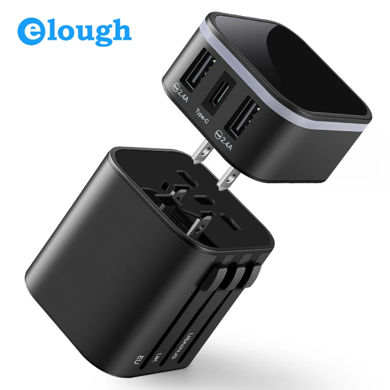 

Elough Universal Charger Type C Travel Charger USB Socket Fast Charge EU US UK AU US Plug for Mobile Phone Multi USB Adapter