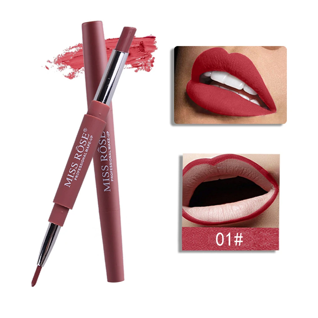 

8 Colors Double-end Lipstick Long Lasting Waterproof Matte Lipstick Lip Liner for Lip Makeup