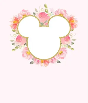 

5x7FT Light Pink Floral Flowers Minnie Mickey Head Baby Shower Custom Photo Studio Backgrounds Backdrops Vinyl 150cm x 220cm