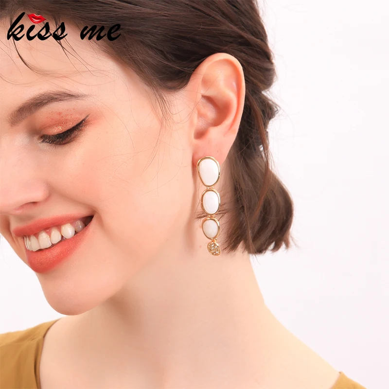 Женские Висячие серьги KISS ME уникальные двухцветные висячие золотого цвета с