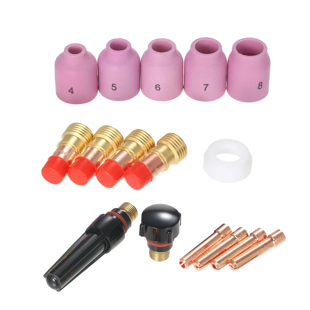 16pcs/set TIG Welding Torch Accessories Kit Alumina Nozzle Cups Collets