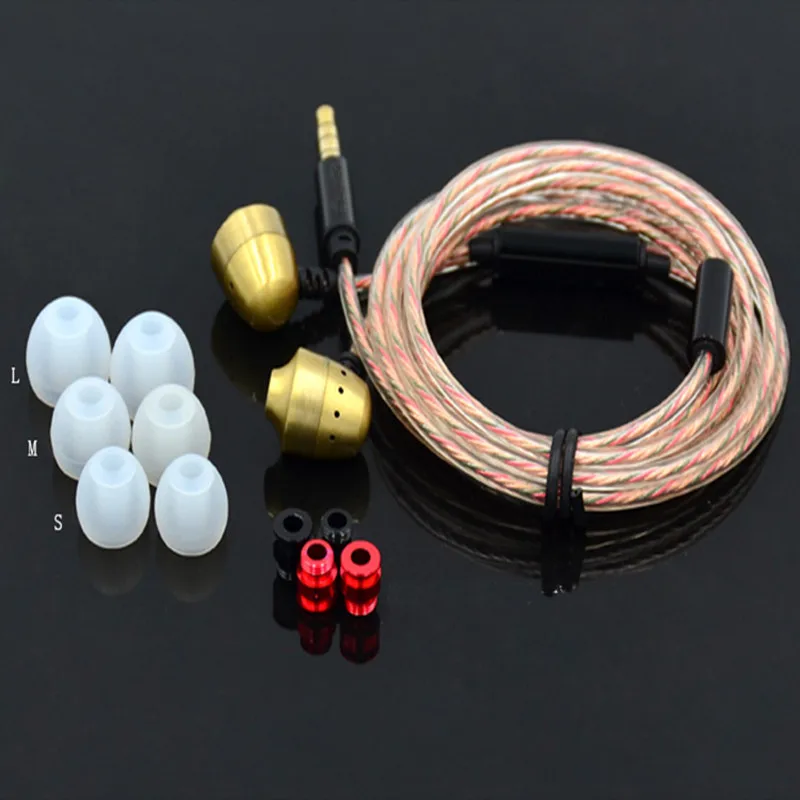 

Heavy Bass Stereo Brass Earphone Micro Headset Studio With Mic Earphones For Android Mobile Phones