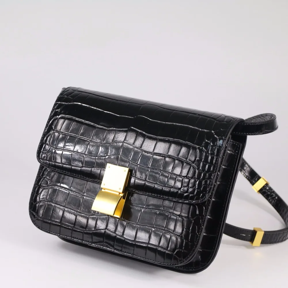 Женская сумка из натуральной кожи, модная классическая сумка через плечо с узором «крокодиловая кожа», женская сумка через плечо в стиле ретро, маленькая сумка через плечо с клапаном