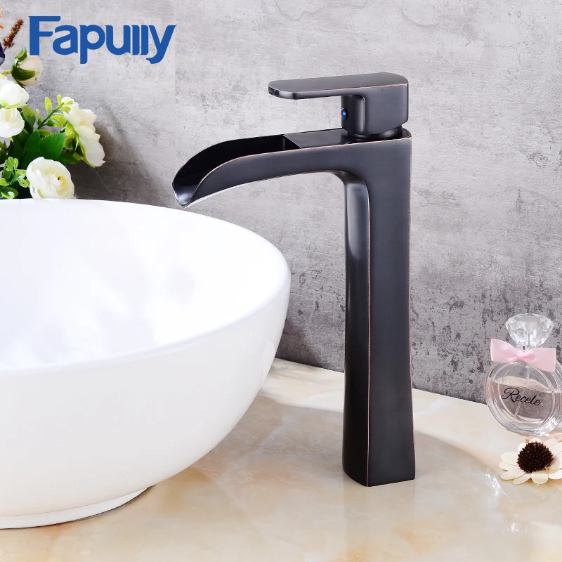 Fapully ванная комната водопроводный кран масло втирают Бронзовый умывальник модный смеситель раковина кран с одной ручкой высокая корзина