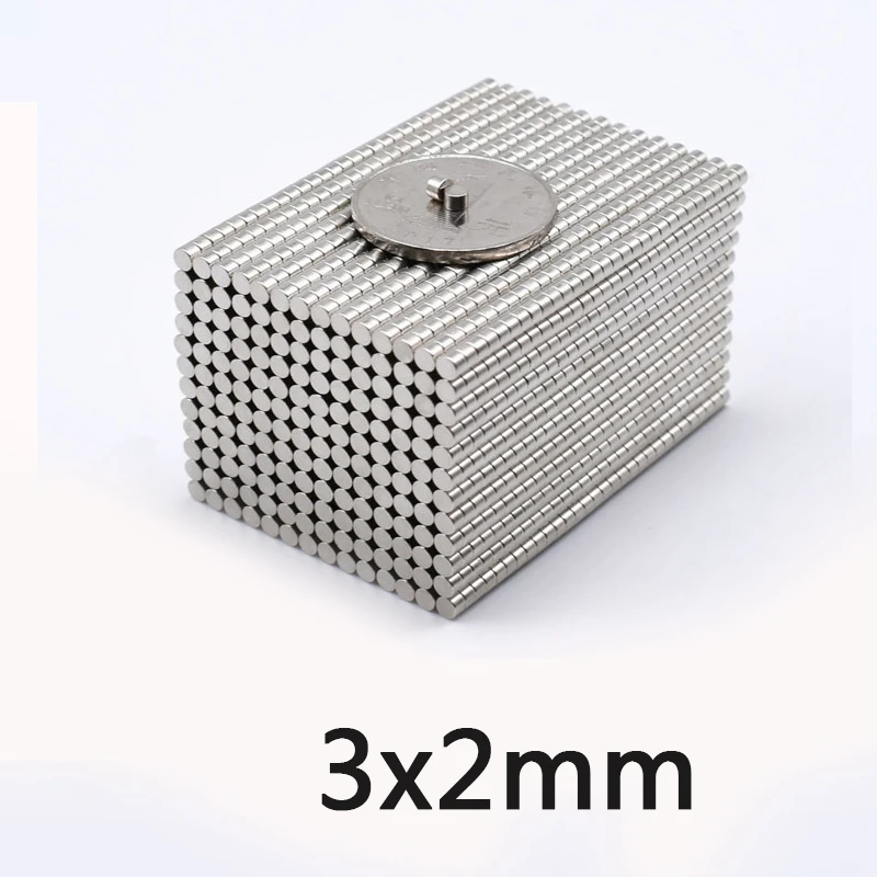

300/500/1000/Pcs Magnetic Materials Neodymium 3mm x 2mm N35Magnet Mini Small Round Disc 3*2mm