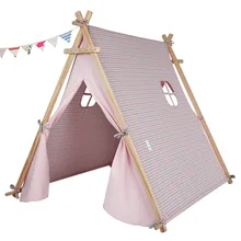 Детская палатка розового цвета, детский игрушечный домик, Детская игровая палатка, хлопковые палатки, детский Кукольный домик, вигвама