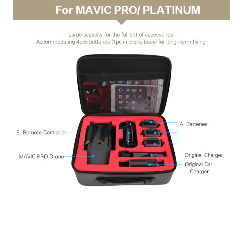 PU shell  mavic pro drone case Shoulder bag handbag spare parts Waterproof box  for dji mavic pro 1 drone Accessories 1 (7)