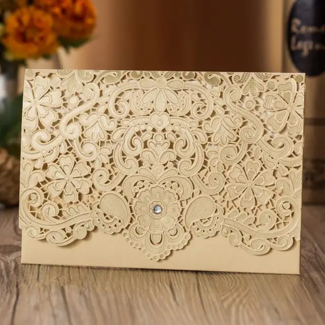 50pcs lot luxury laser cut wedding invitations cards envelope elegant party invitation