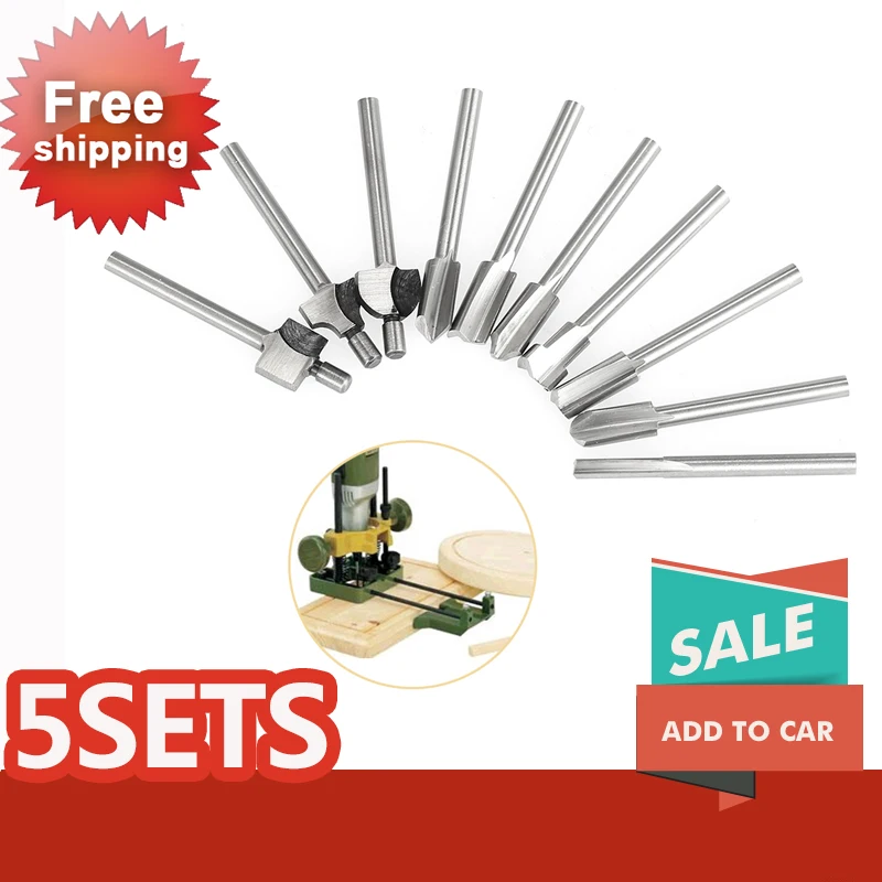 

5sets Wood Router Bits Fit Dremel 4000 Rotary Tools Woodworking Milling Cutter Carpenter Drill Bit