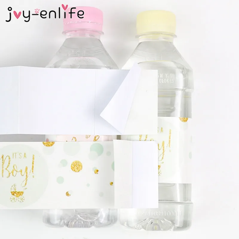 12pcs Baby Shower Decoration Girl/Boy Mineral Water Bottle Gift Stickers Label Baby Shower Birthday Party Bottle Label Stickers