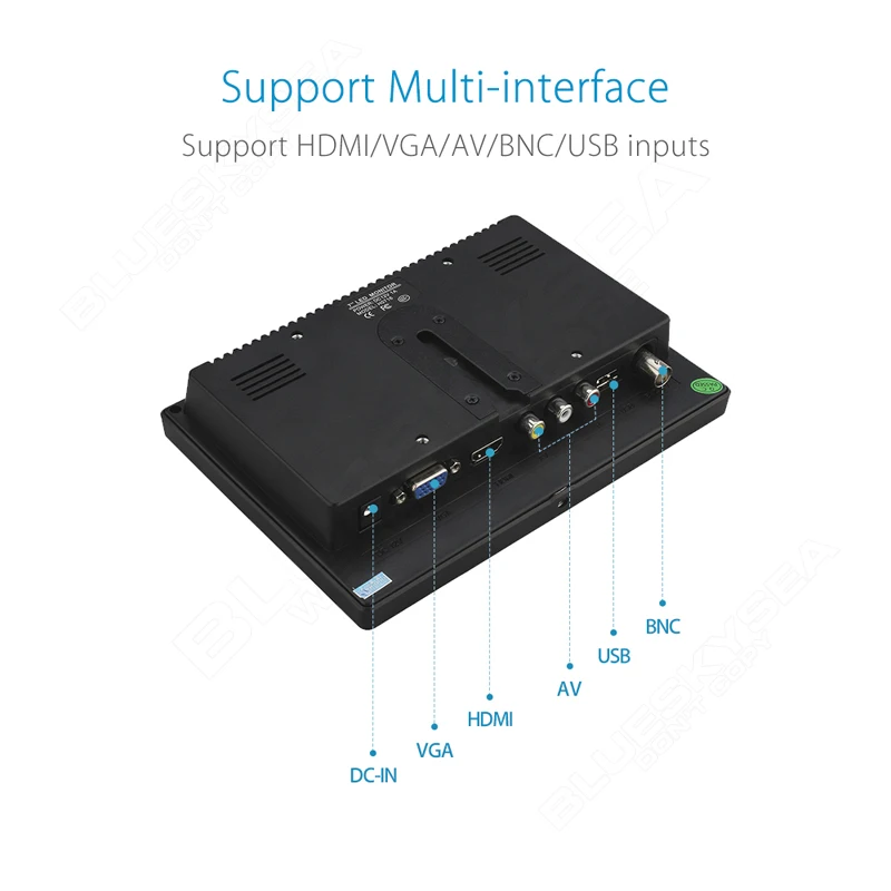 Eyoyo 7 "дюйма TFT ЖК-дисплей Цвет Мониторы HDML VGA BNC AV USB Вход Экран видео встроенный Колонки для ПК видеонаблюдения Камера