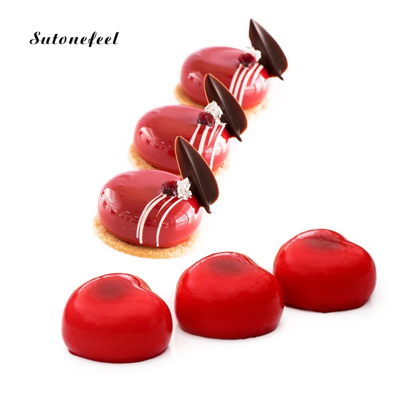 

2PCS Mousse Dessert Mold Food Grade Silicone Cake Mold Heart Oblate Shape Baking Pan Form Cake Decorating Tools