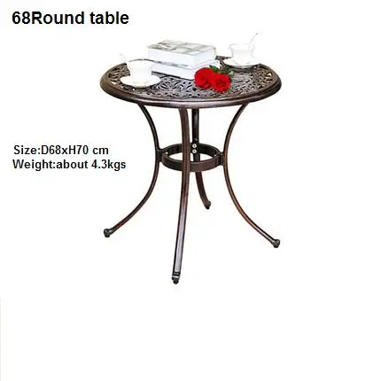 Маленькие Литые алюминиевые круглые столы для двора, железная мебель, квадратный журнальный столик - Цвет: Roundtable 68DxH70cm