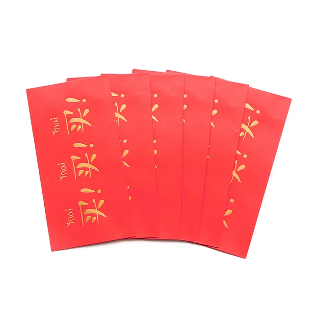 60PCS/SET New Year's Red Envelope Chinese Character Interesting Text Red Envelopes Cutein Paper
