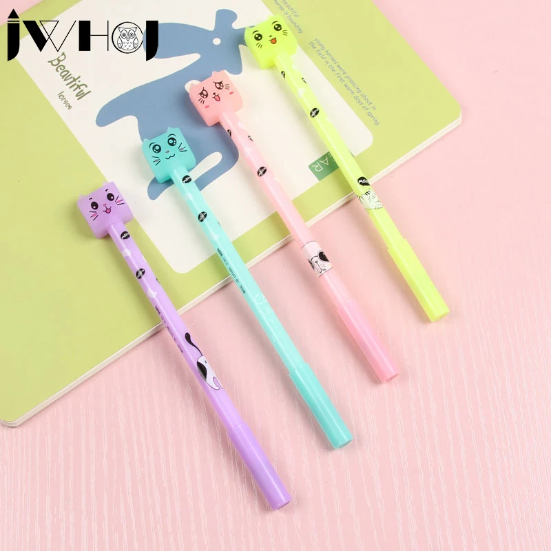 4 шт./лот милая светящаяся гелевая ручка для кошек материал escolar kawaii Канцтовары