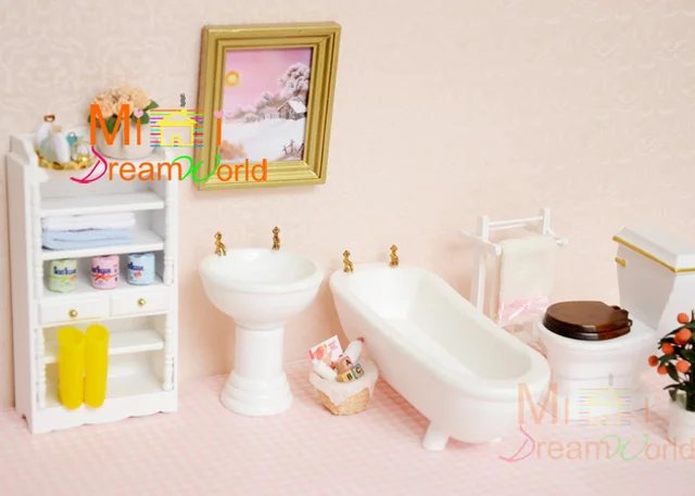 1 12 Cute Mini Dollhouse Miniature Furniture Accessories 1 12 Cute Mini Dollhouse Miniature Furniture Accessories Bathroom Sets
