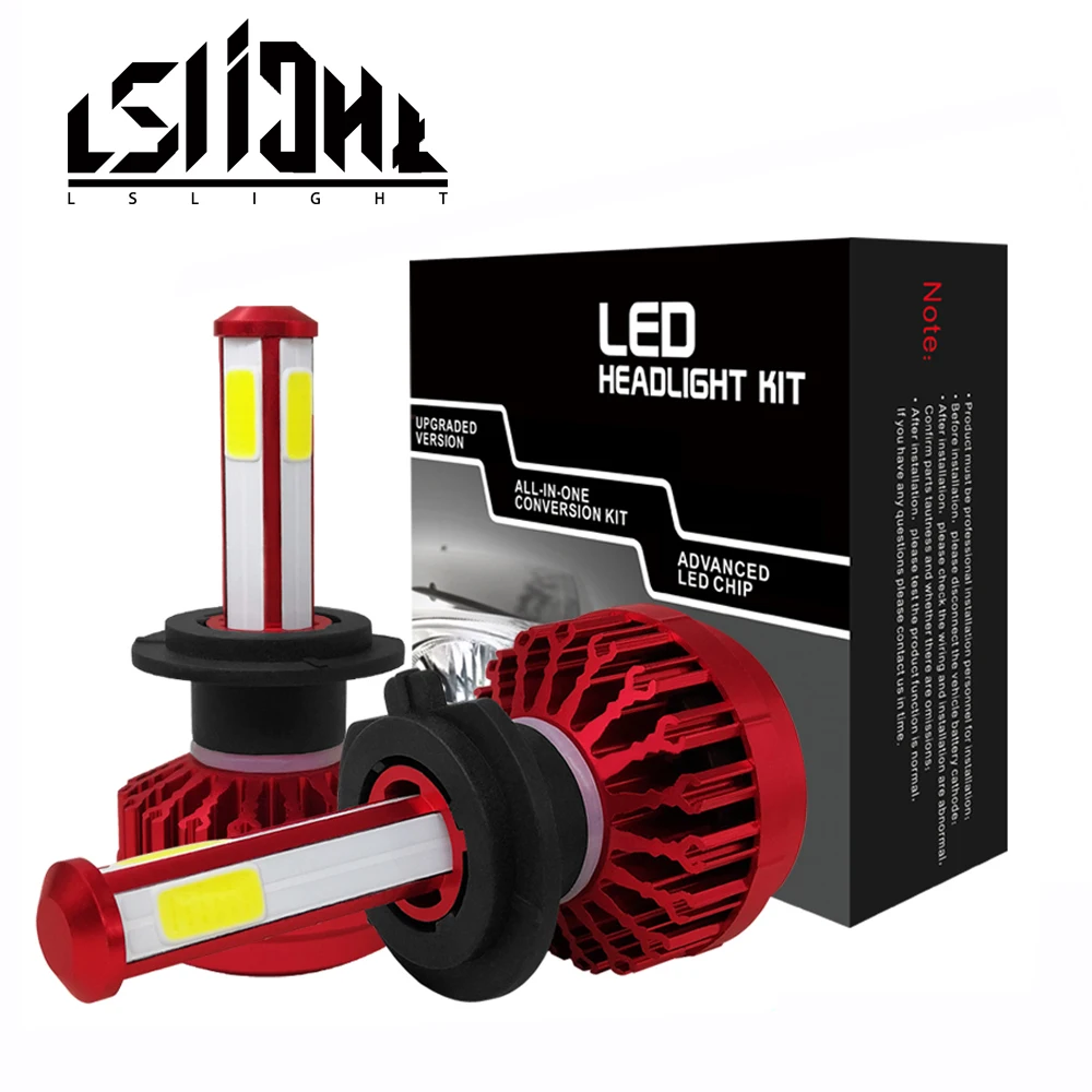 LSlight 4 боковые светодиодные фары H7 H4 H11 9005 9006 HB2 HB3 HB4 H8 H9 автомобильные лампы 72 Вт 12 В