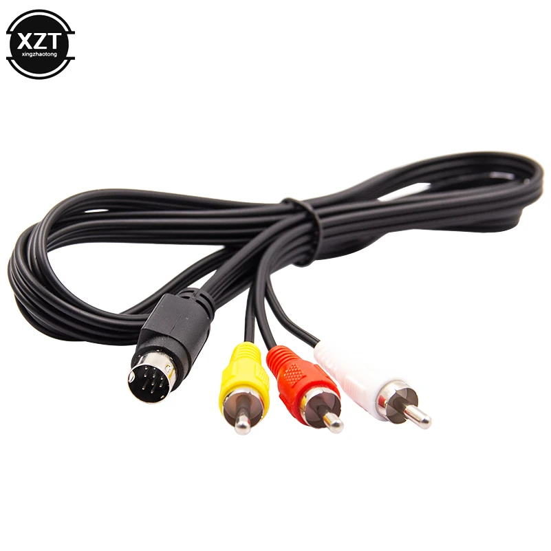 

1.8M AV RCA Audio Video Cable 9 Pin Game To 3 RCA For Sega Genesis 2 3 II III For Saturn Game Durable Connection Cord Wire Cable