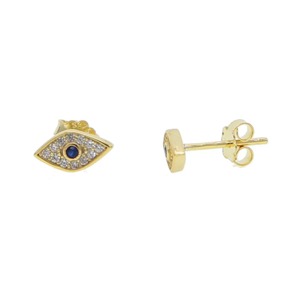 gold filled tiny mini studs evil eye clear cz eye stud 925 sterling silver minimalist adorable eye stud earring (4)