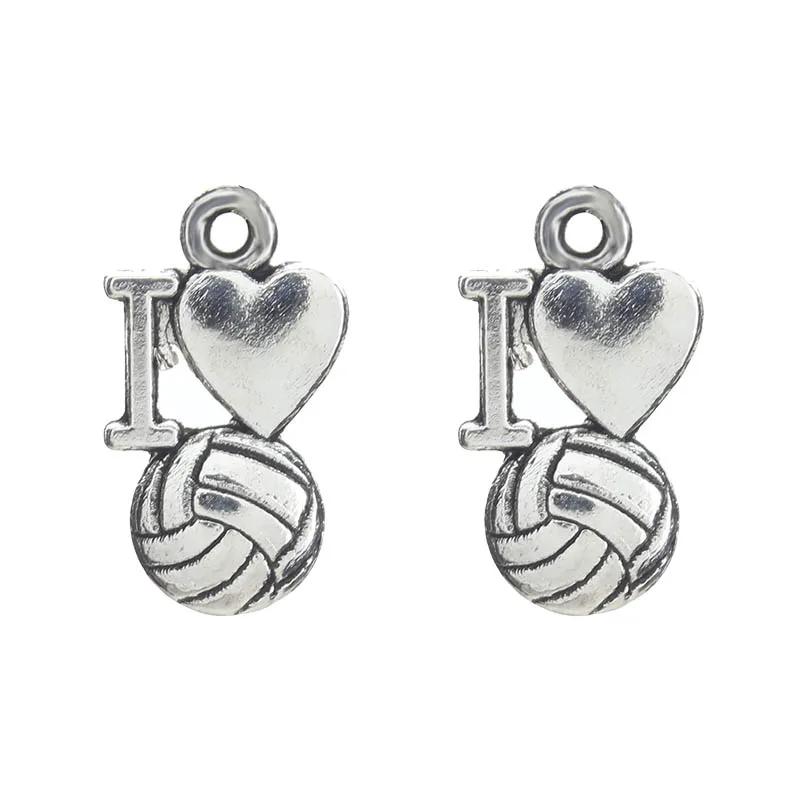 

20pc/lot Volleyball Charms Alloy I Love Volleyball Charms Bracelet Making Accessories Pendant Necklace Findings Making 16*9mm