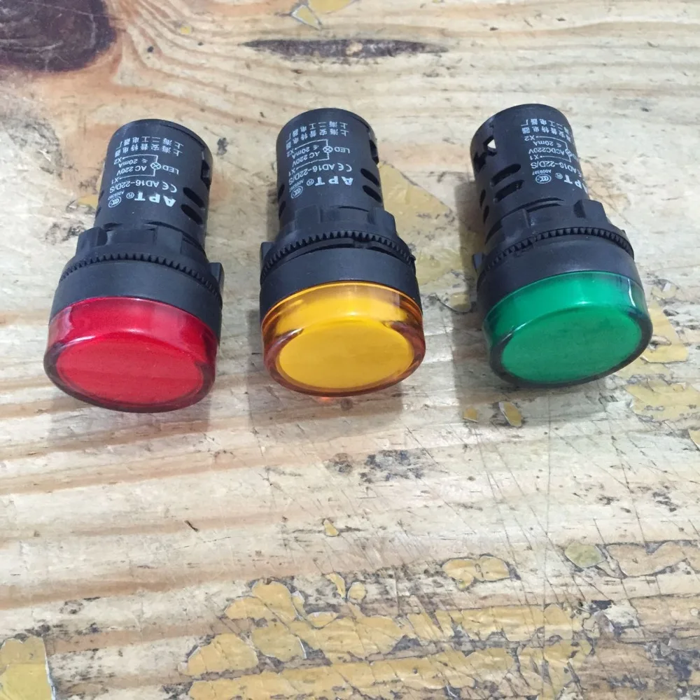 3 x AC220V 20mA Энергосберегающая светодиодная сигнальная лампа свет; цвет зеленый, желтый, красный