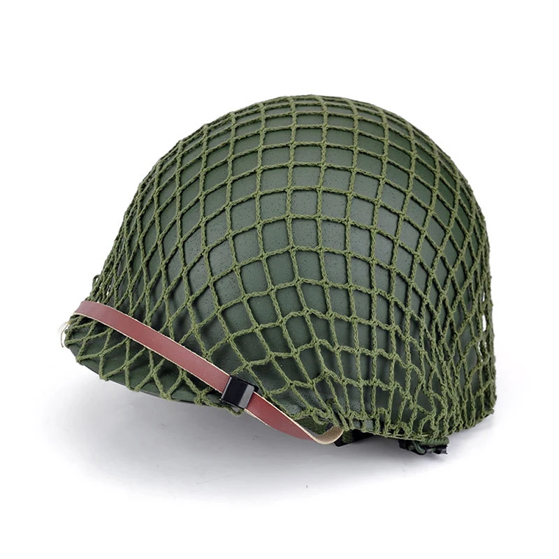 Мужской прочный M1 шлем из нержавеющей стали, армейский зеленый с камуфляжной сеткой, открытый рабочий защитный Тактический шлем для безопасности - Цвет: Зеленый